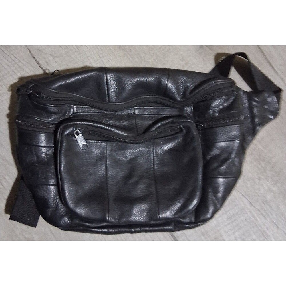 Vintage Black Leather Fanny Pack Waist patchwork India